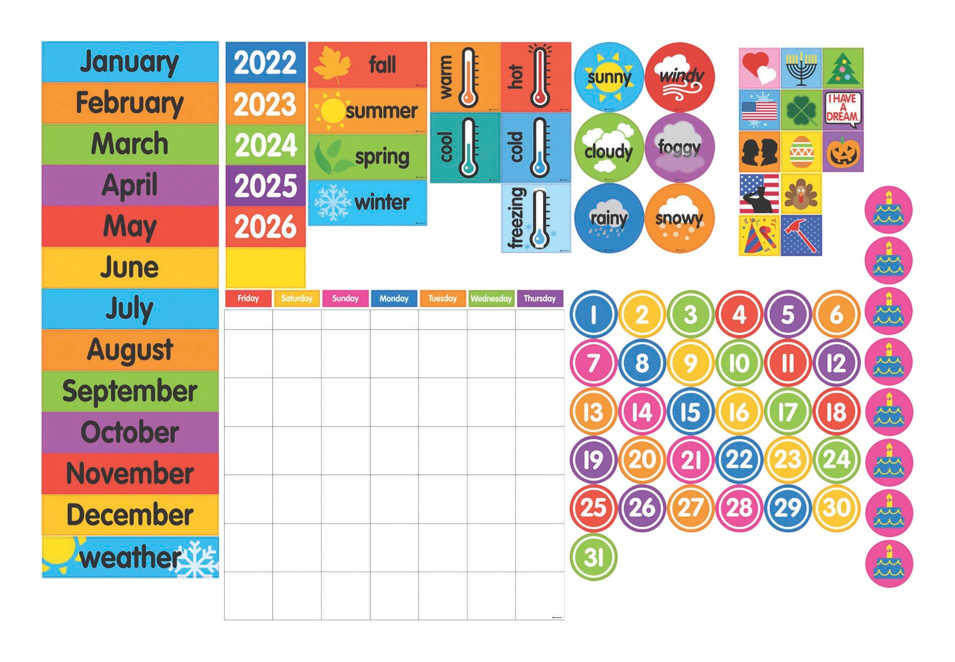 SET CALENDAR GIANT MAGNETIC 17.5X16 IN