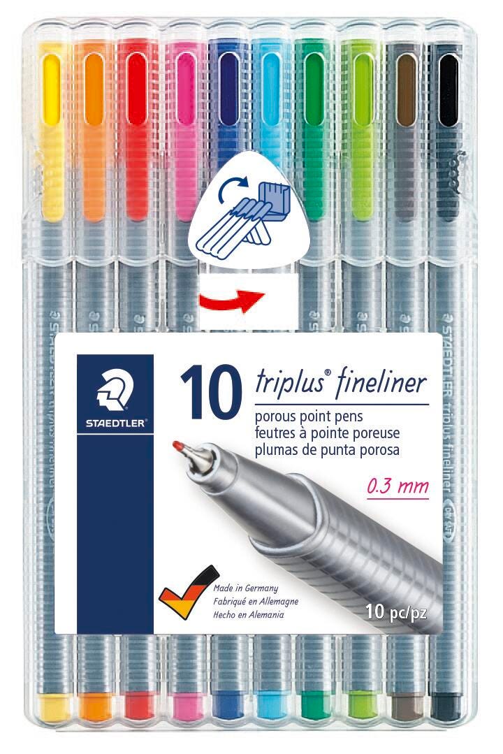 MARKER TRIPLUS FINELINER 0.3MM ASST SET OF 10