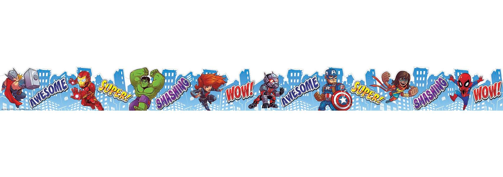 TRIM DECO MARVEL SUPER HERO CITY SCAPE EXTRA WIDE 3.25X37 IN PK OF 12