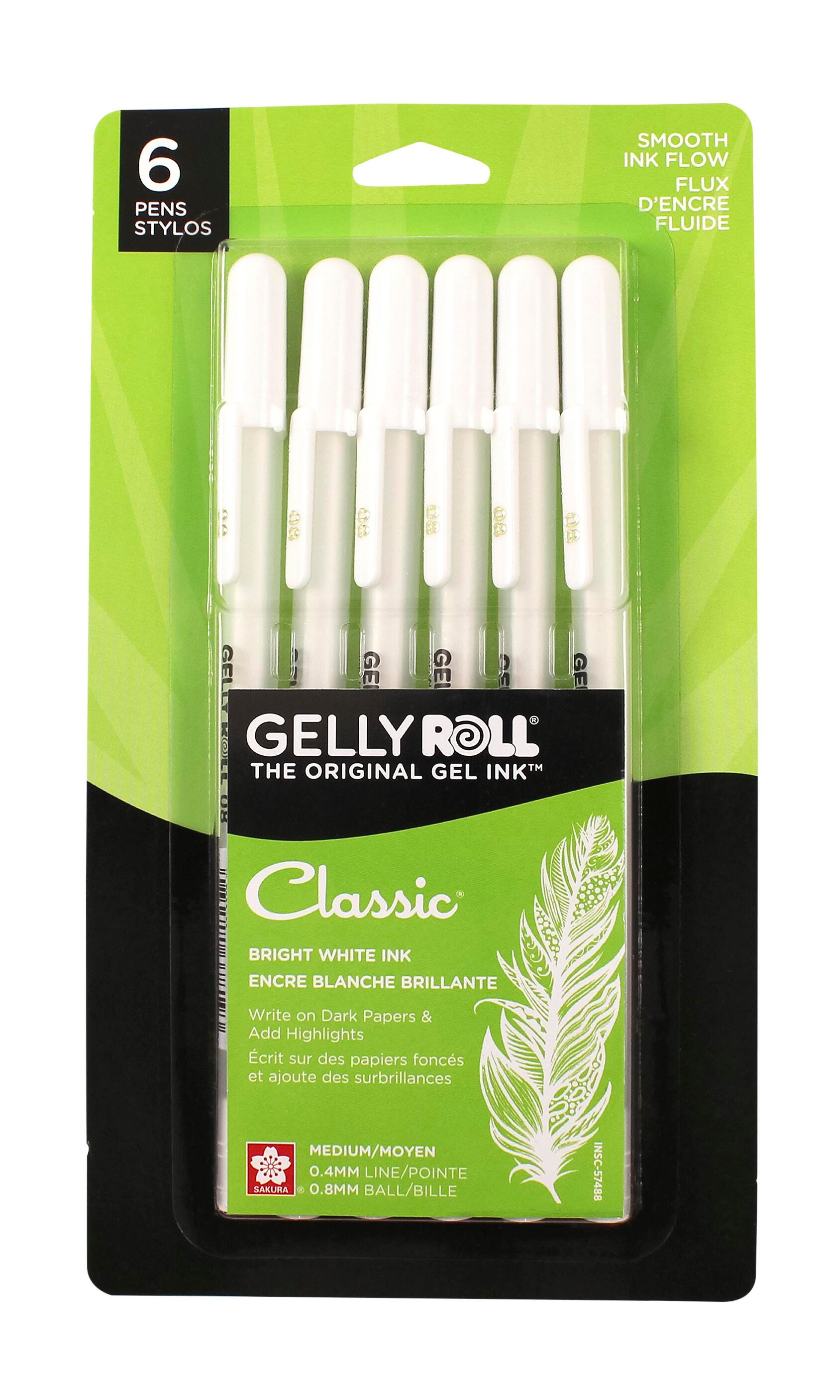 PEN GELLY ROLL CLASSIC 0.8MM WHITE PACK OF 6