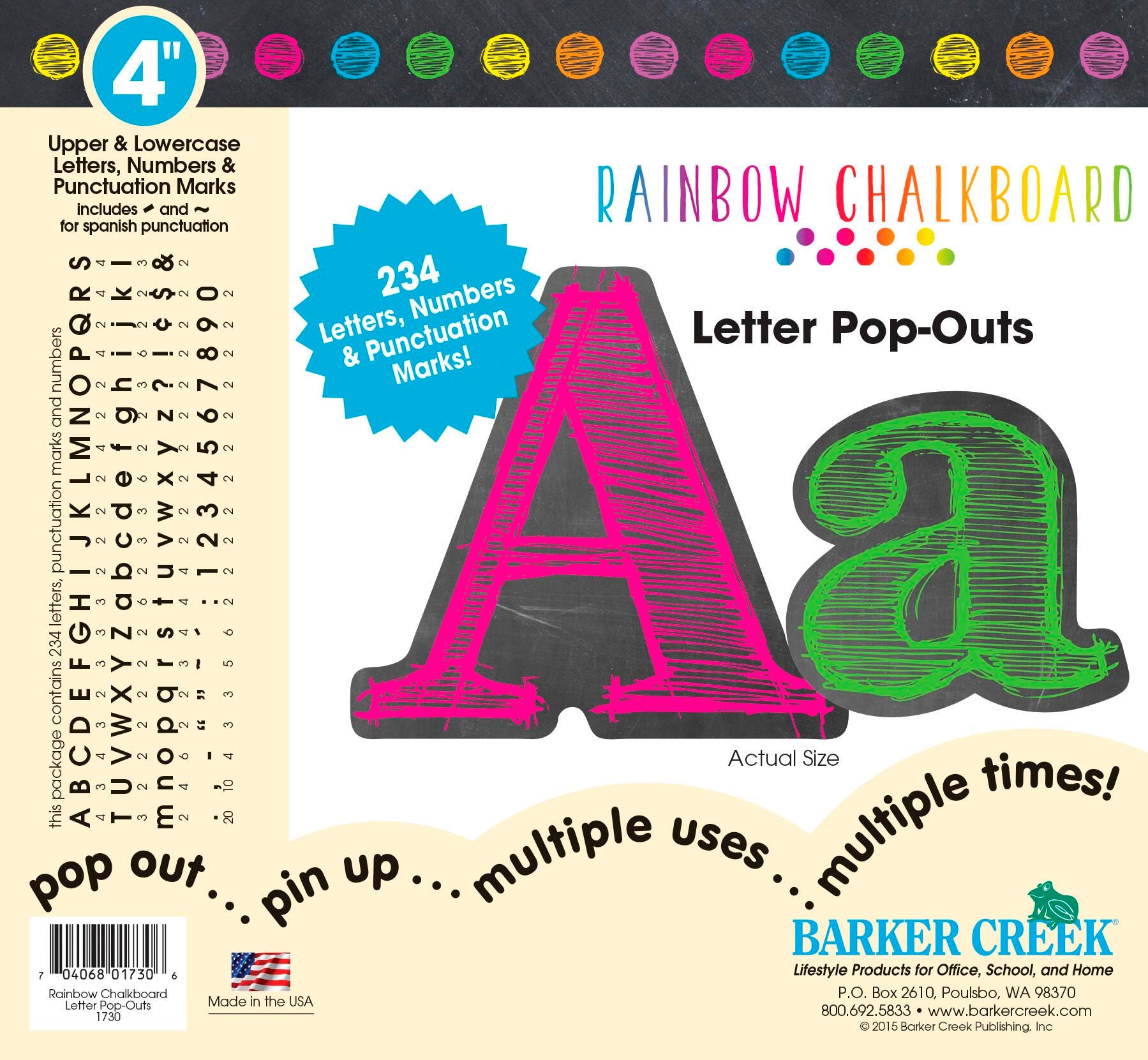 LETTERS POP OUT BARKER CREEK 4 IN RAINBOW CHALK