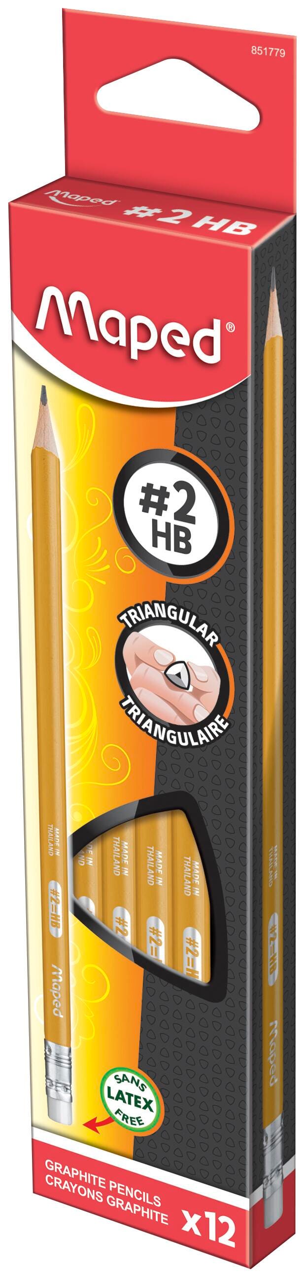 PENCIL MAPED YELLOW #2 PRE-SHARPENED TRIANGULAR PACK OF 12