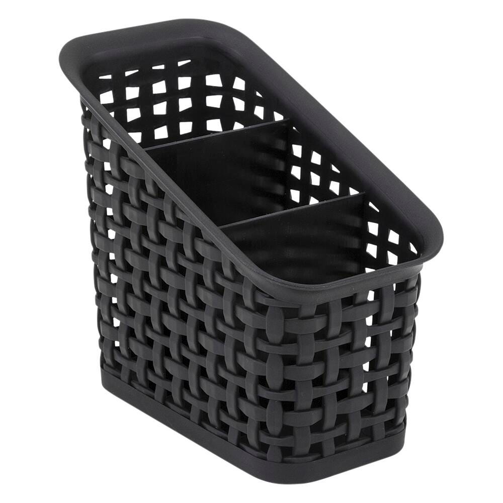 ORGANIZER BIN 3-TIER PLASTIC WEAVE BLACK