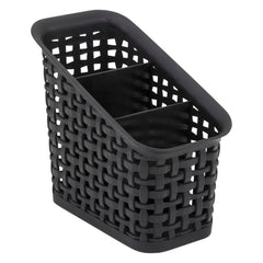 ORGANIZER BIN 3-TIER PLASTIC WEAVE BLACK