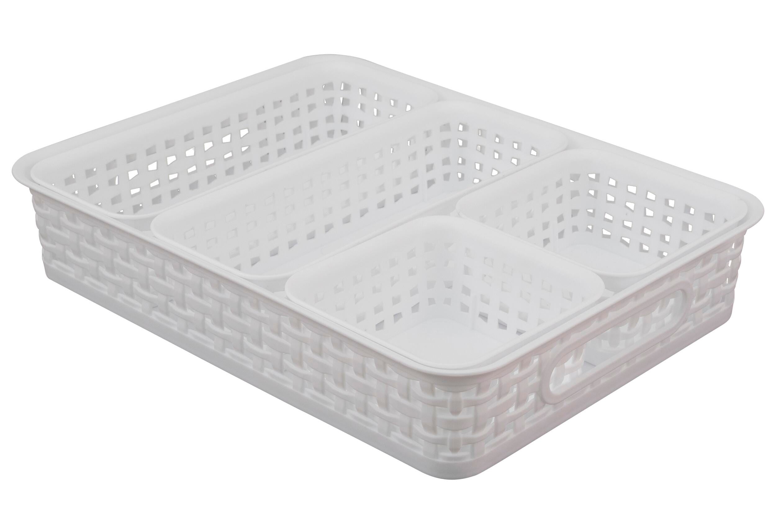 ORGANIZER BINS PLASTIC WEAVE WHITE PACK OF 5