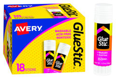 GLUE STIC PERMANENT AVERY 1.27 OZ WHITE PK OF 18