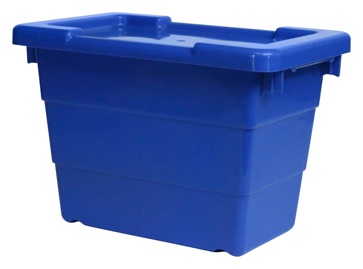 SHIRLEY KS CROSS STACK BIN WITH LID - 25 X 15-1/2 X 8-3/4 - BLUE - PACK OF 6