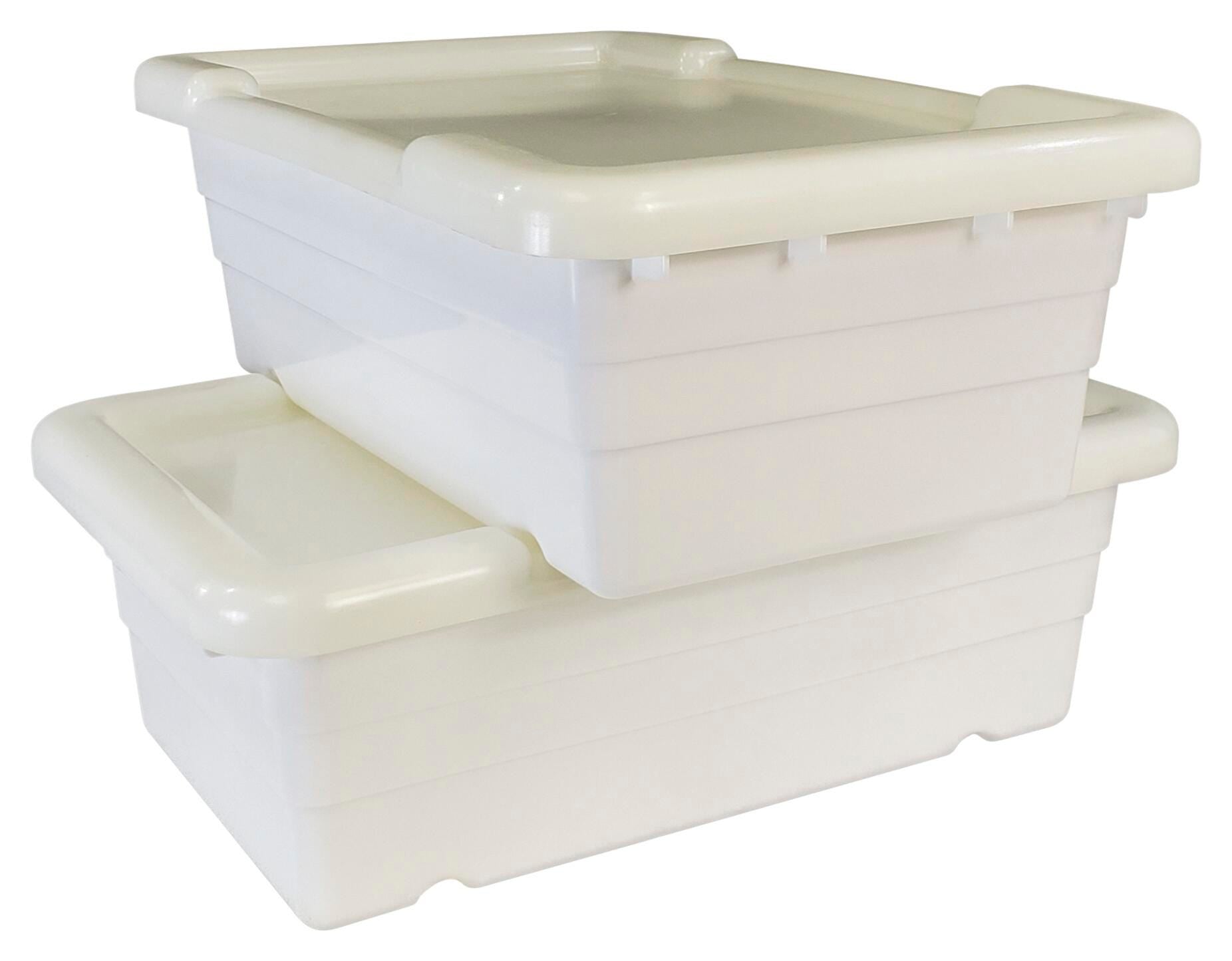 SHIRLEY KS CROSS STACK BIN WITH LID - 25 X 15-1/2 X 8-3/4 - WHITE - PACK OF 6