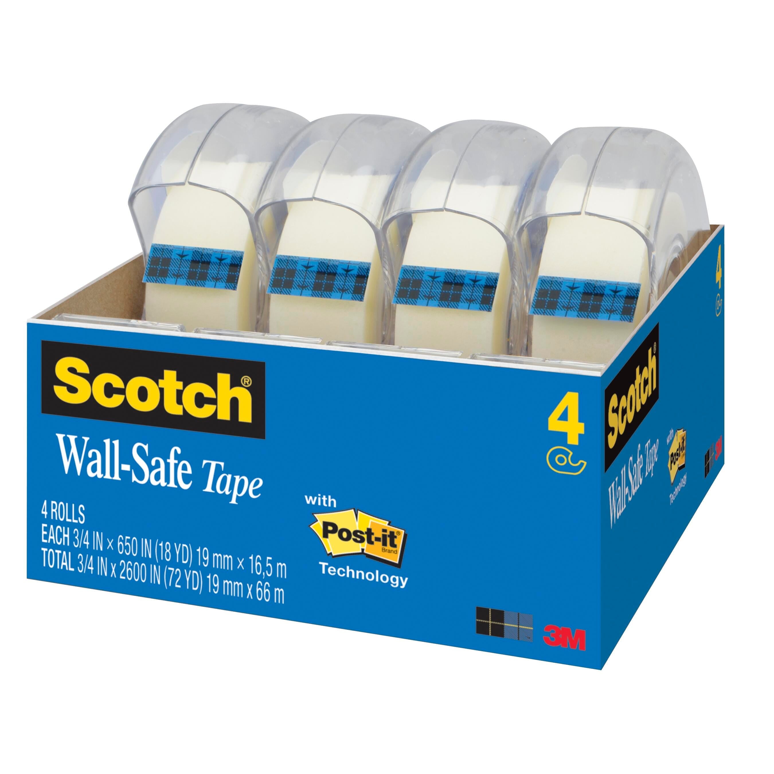 TAPE SCOTCH WALL SAFE 3/4 IN X 650 IN PACK OF 4