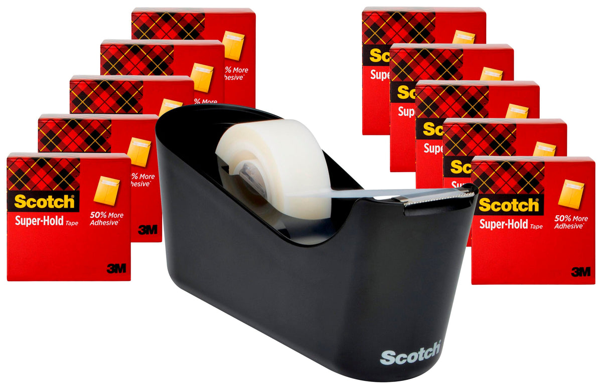 TAPE SCOTCH SUPER HOLD W/DISPENSER 3/4 IN X 1000 IN PACK OF 10