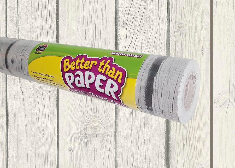 PAPER BULLETIN BOARD BETTER THAN PAPER ROLL - WHITE WOOD 4X12 FT