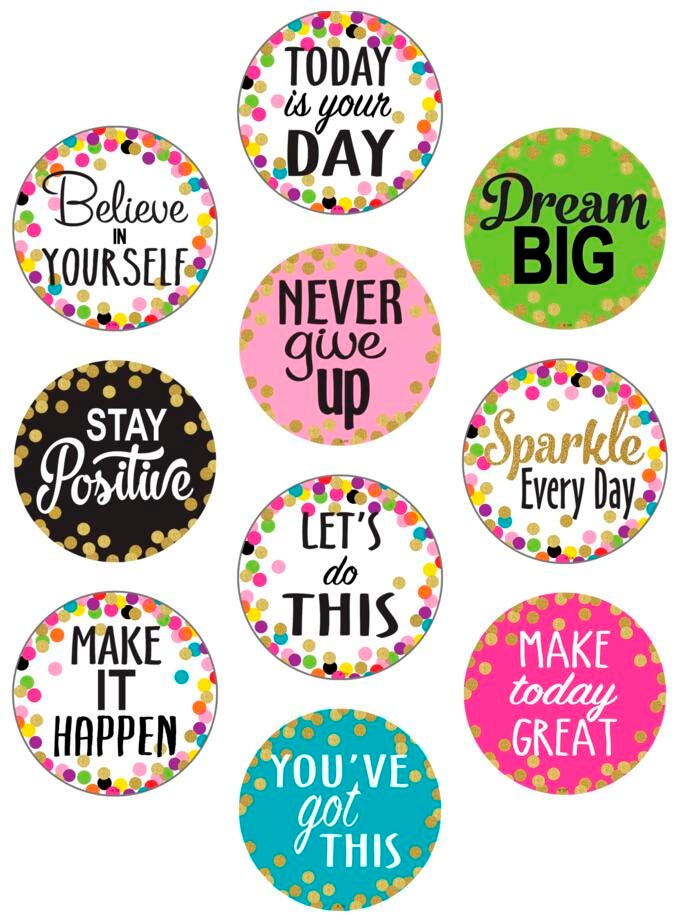 ACCENTS CONFETTI POSITIVE SAYINGS 6 IN PACK OF 30