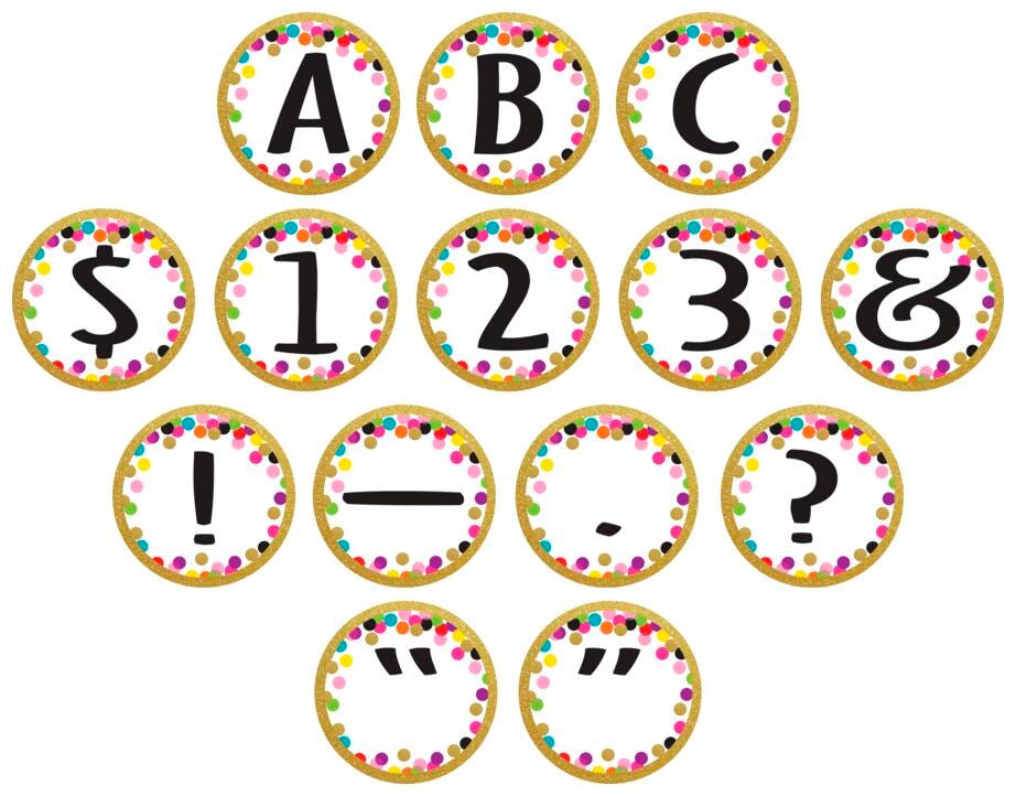 LETTERS CONFETTI CIRCLE 3.5 IN PACK OF 216
