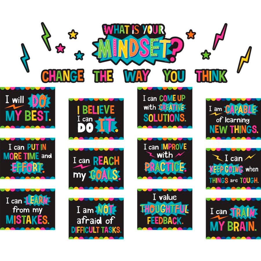 PAPER BULLETIN BOARD SET WHATS YOUR MINDSET 28 PCS