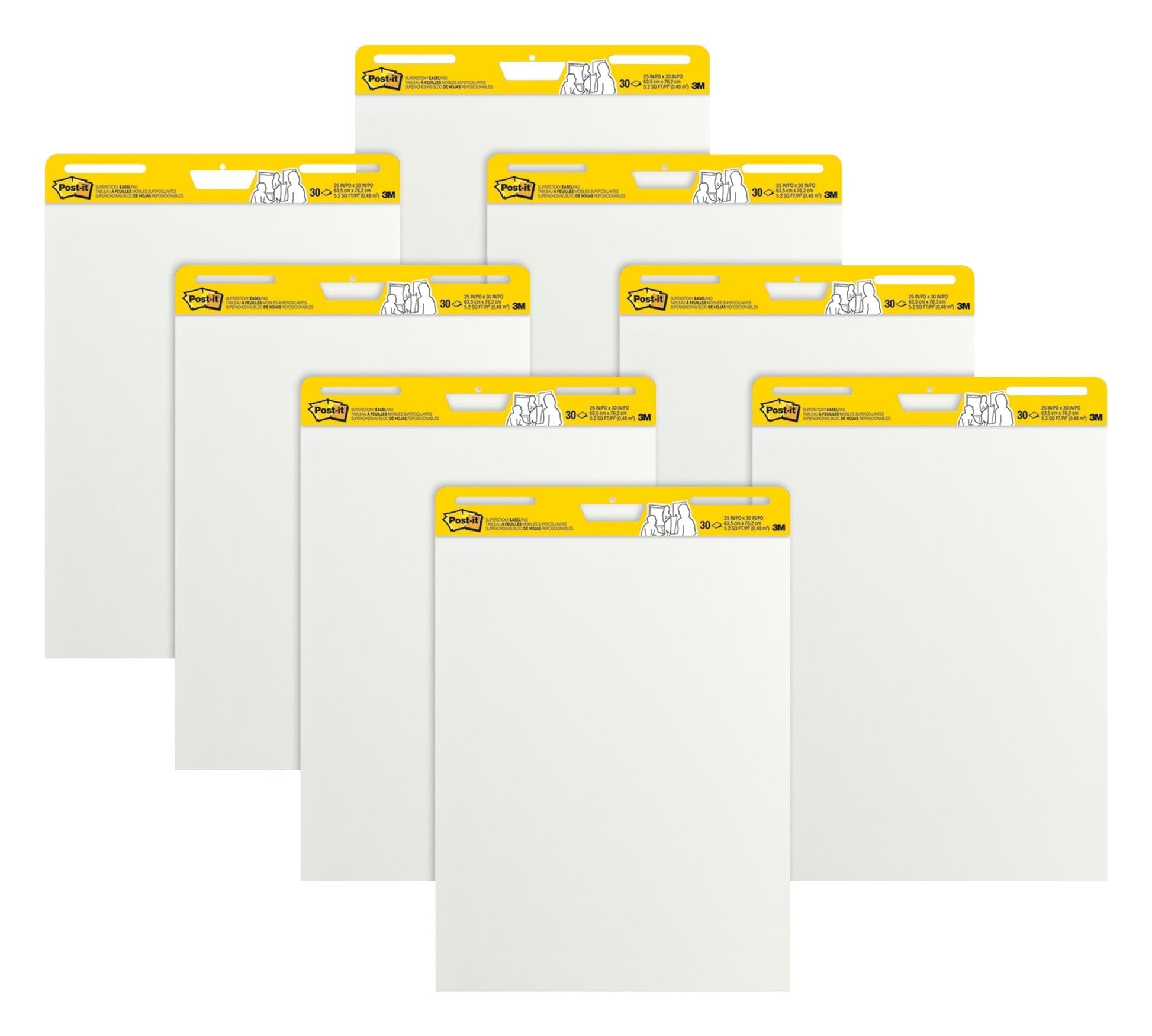 PAPER EASEL POST IT 25X30 UNRULED WHITE PK OF 8