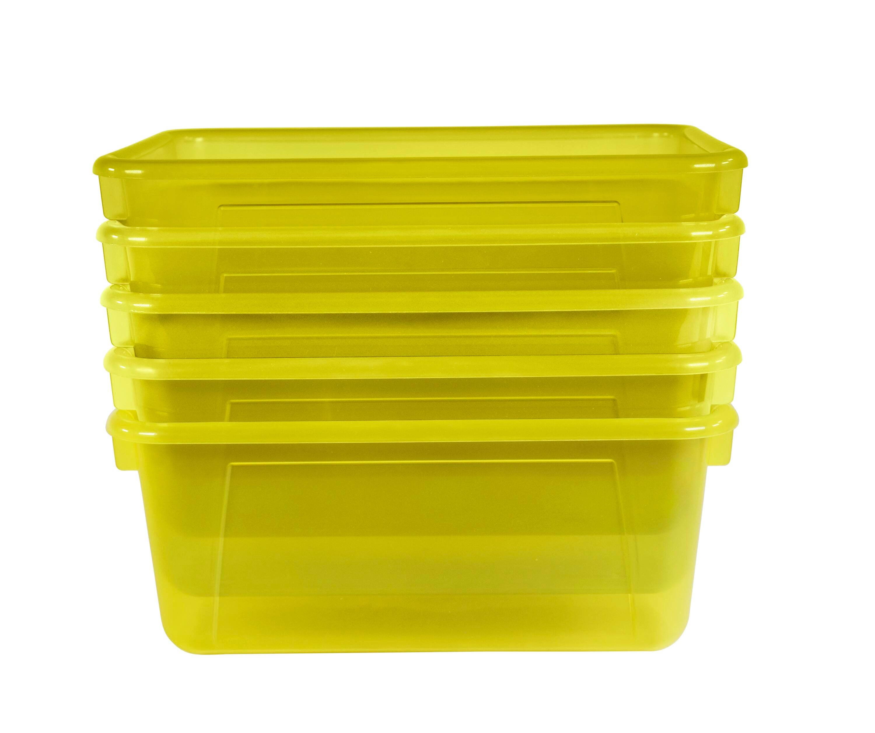 SCHOOL SMART TRANSLUCENT STORAGE BIN - 7-7/8 X 12-1/4 X 5-3/8  - YELLOW - PACK OF 5