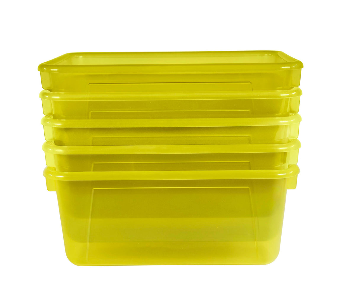 SCHOOL SMART TRANSLUCENT STORAGE BIN - 7-7/8 X 12-1/4 X 5-3/8  - YELLOW - PACK OF 5