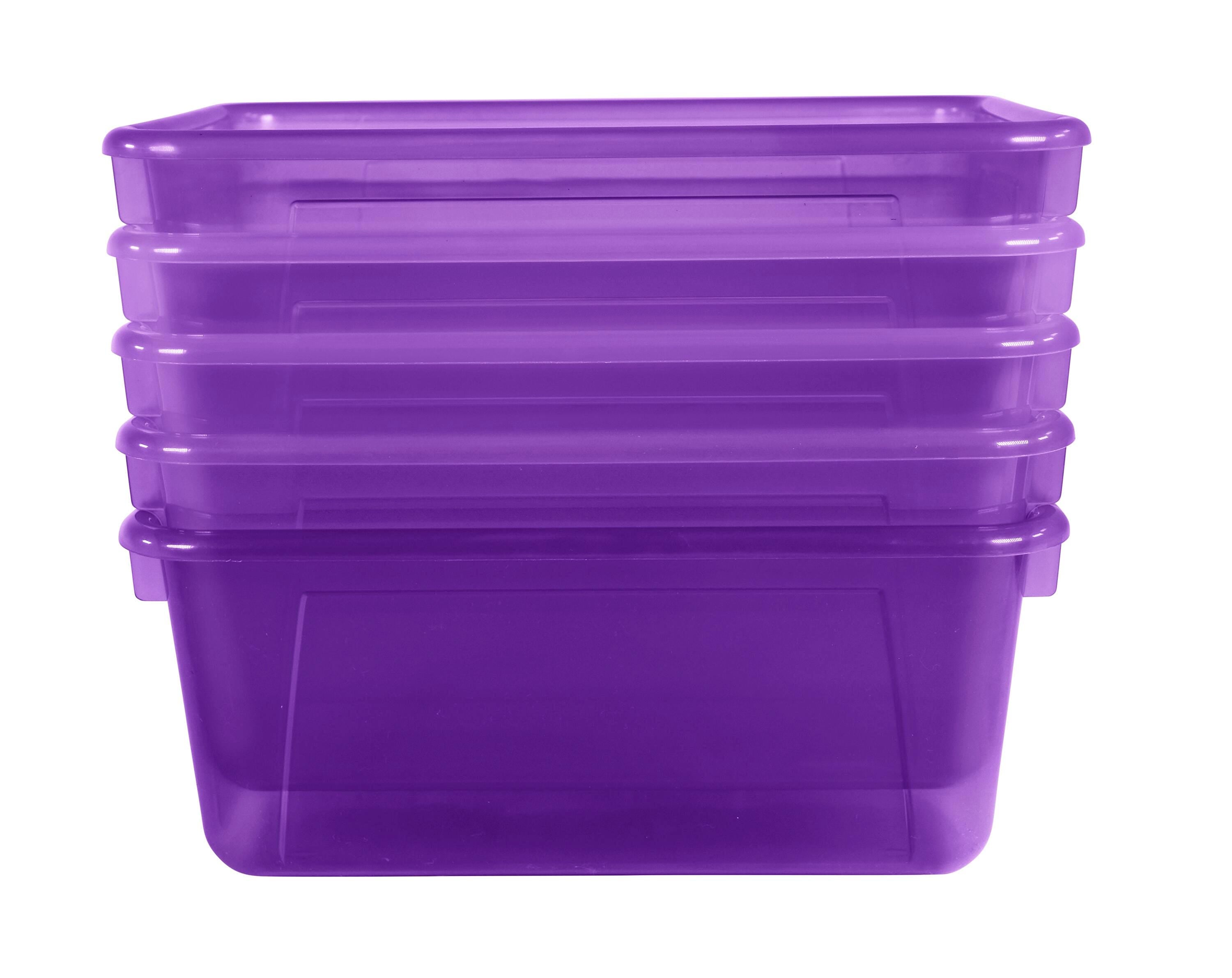 SCHOOL SMART TRANSLUCENT STORAGE BIN - 7-7/8 X 12-1/4 X 5-3/8  - VIOLET - PACK OF 5