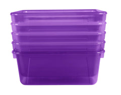 SCHOOL SMART TRANSLUCENT STORAGE BIN - 7-7/8 X 12-1/4 X 5-3/8  - VIOLET - PACK OF 5