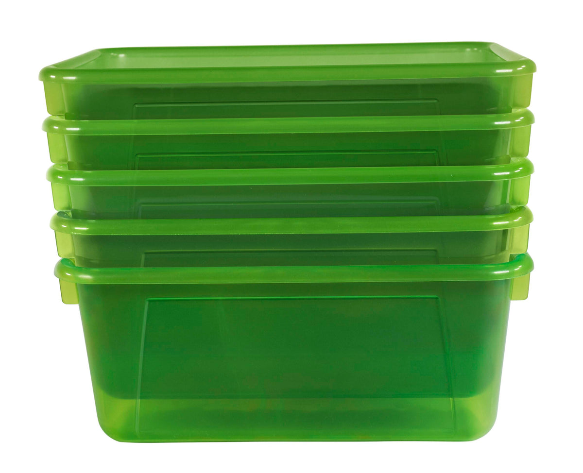SCHOOL SMART TRANSLUCENT STORAGE BIN - 7-7/8 X 12-1/4 X 5-3/8 INCHES -  GREEN - PACK OF 5