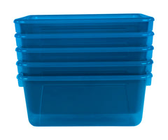 SCHOOL SMART TRANSLUCENT STORAGE BIN - 7-7/8 X 12-1/4 X 5-3/8  - TEAL - PACK OF 5