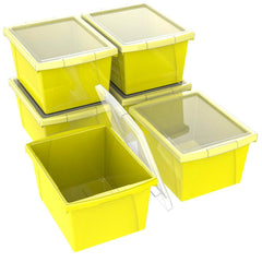 STORAGE BIN 4 GAL WITH COVER YELLOW/TRANSLUCENT PACK OF 6