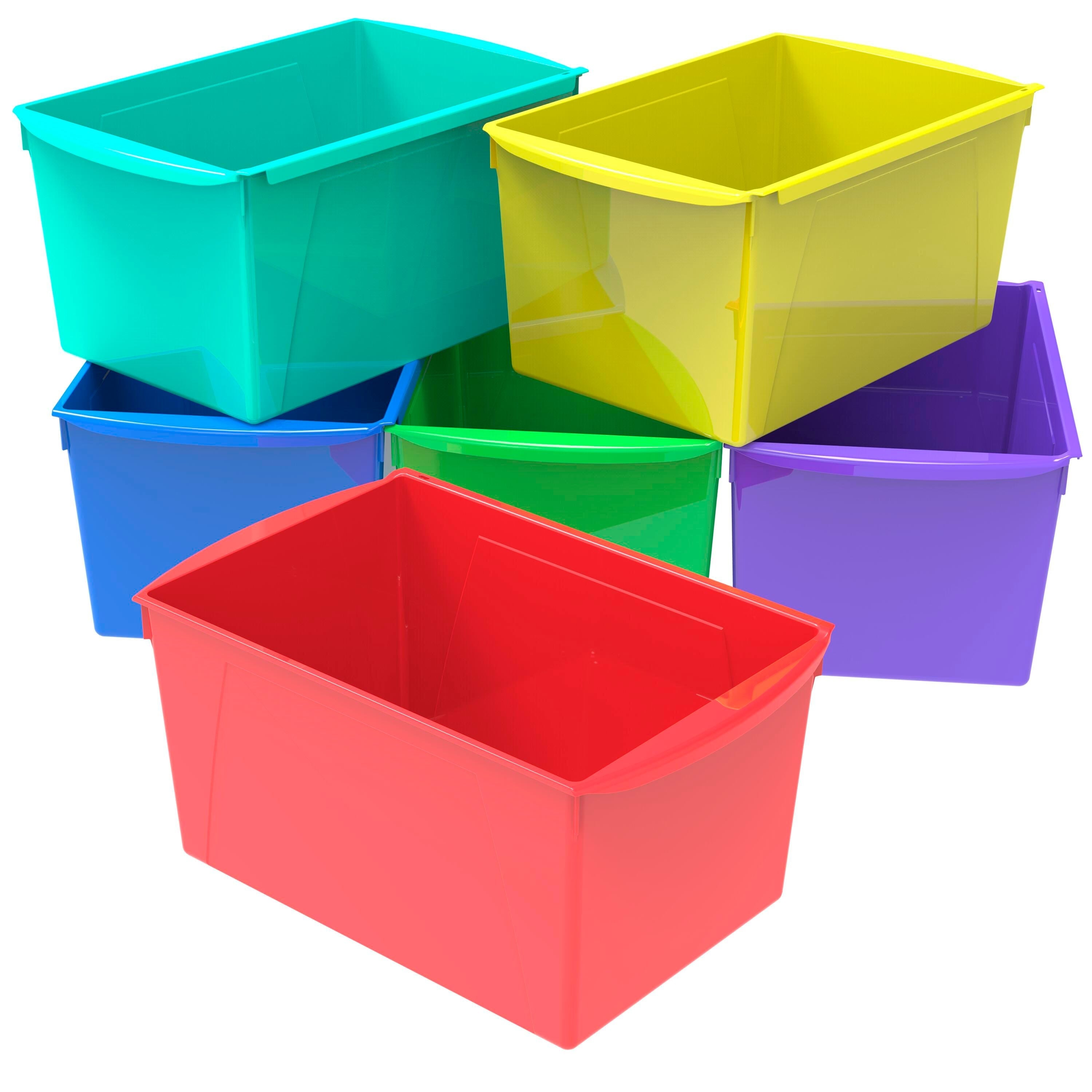 BOOK BINS INTERLOCKING DOUBLE WIDE ASST PACK OF 6