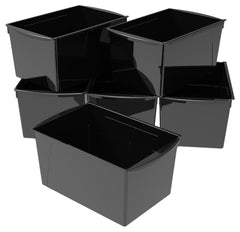 BOOK BINS INTERLOCKING DOUBLE WIDE BLACK PACK OF 6