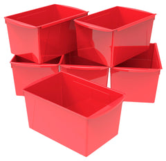 BOOK BINS INTERLOCKING DOUBLE WIDE RED PACK OF 6