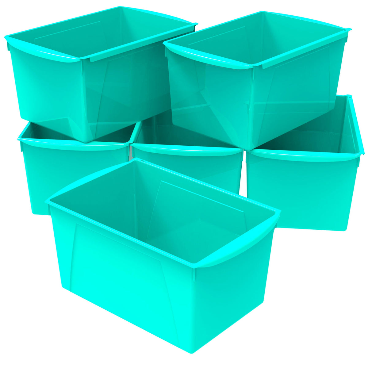 BOOK BINS INTERLOCKING DOUBLE WIDE TEAL PACK OF 6