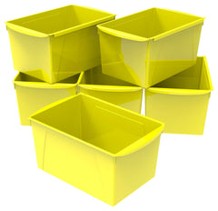 BOOK BINS INTERLOCKING DOUBLE WIDE YELLOW PACK OF 6