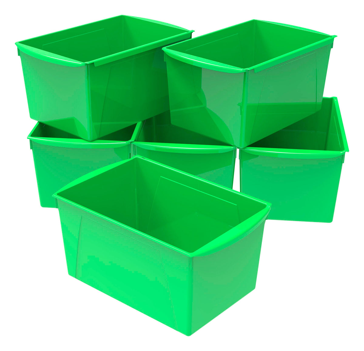 BOOK BINS INTERLOCKING DOUBLE WIDE GREEN PACK OF 6