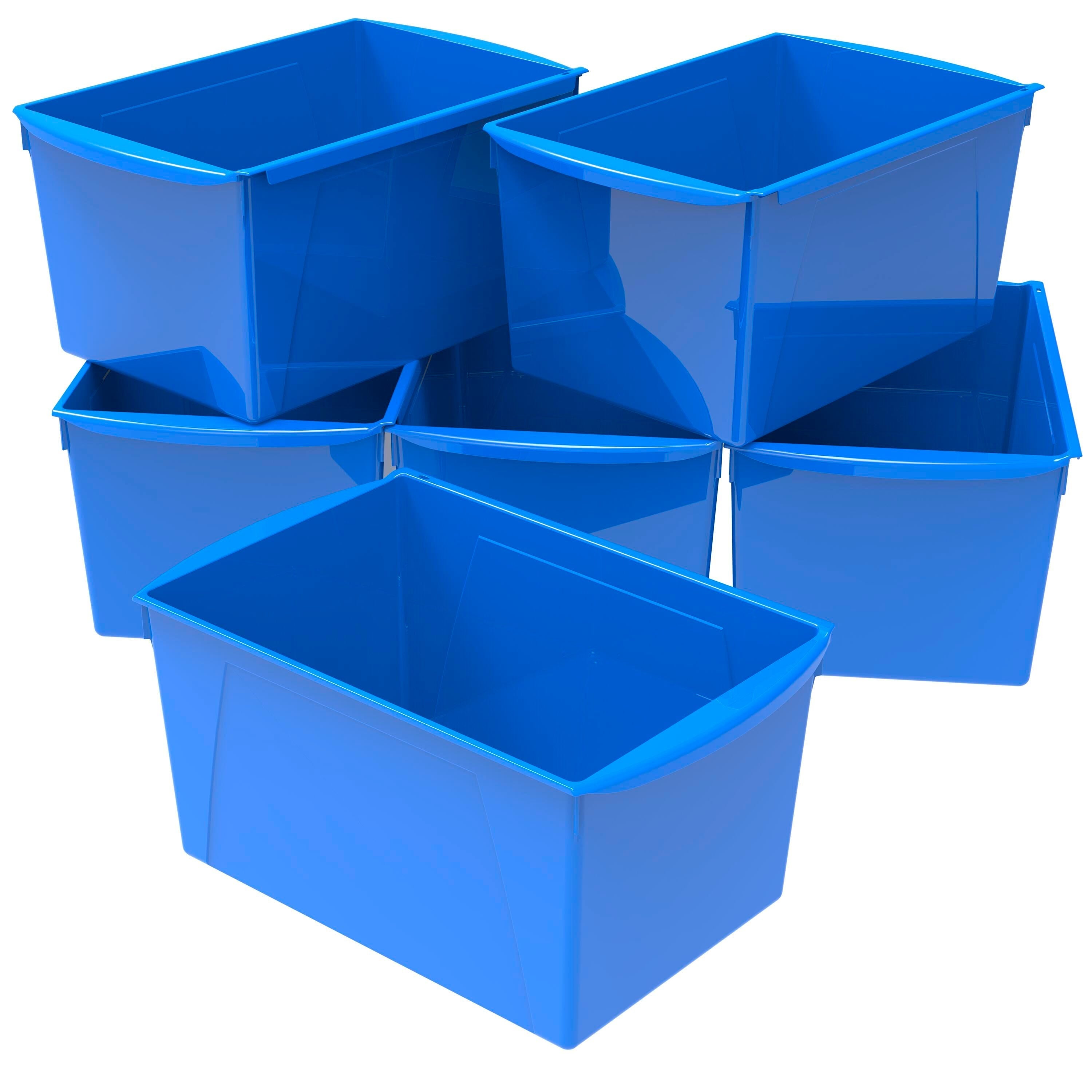 BOOK BINS INTERLOCKING DOUBLE WIDE BLUE PACK OF 6