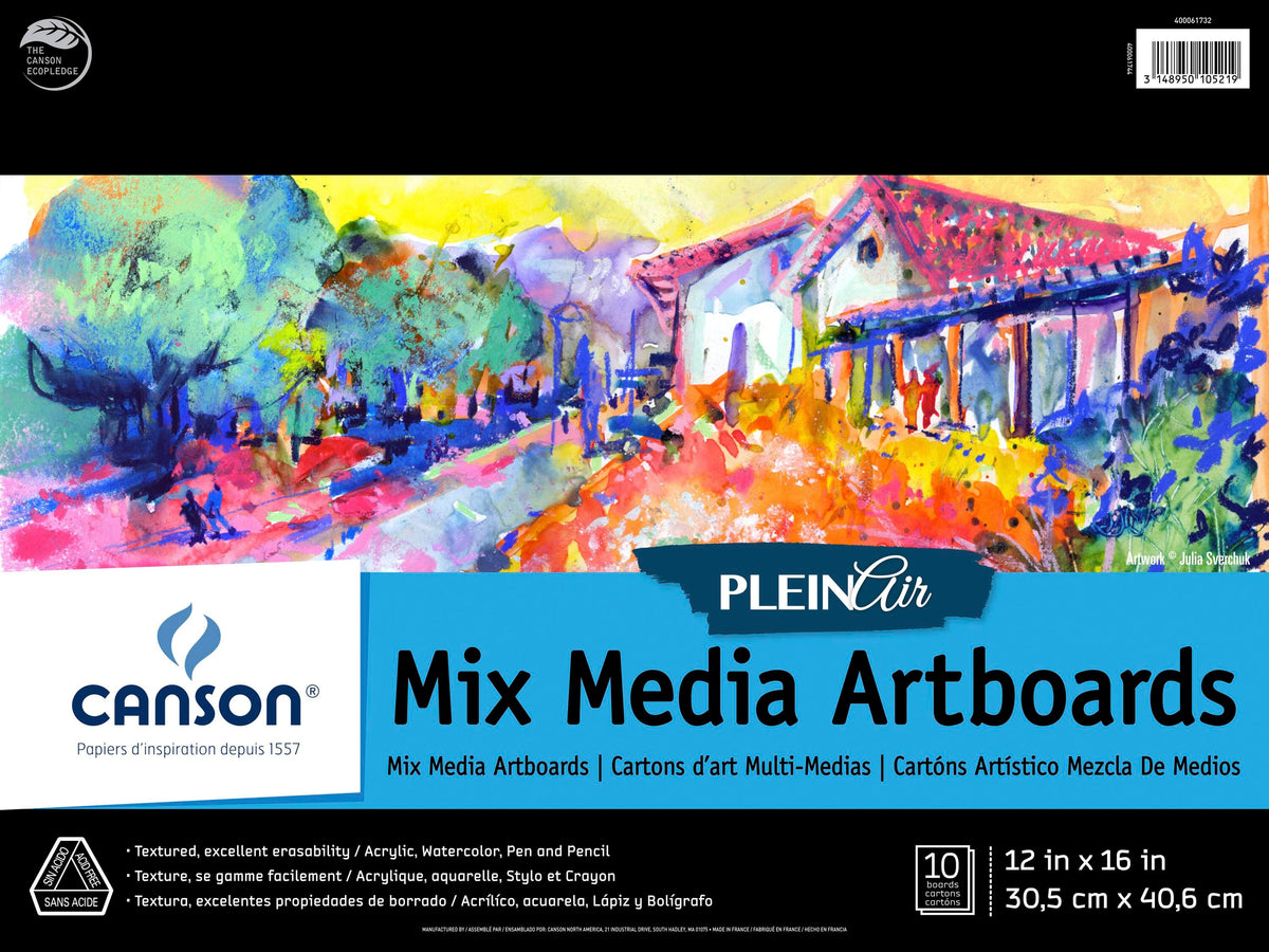 BOARD ART CANSON PLEIN AIR MIXED MEDIA 12X16 IN PK OF 10