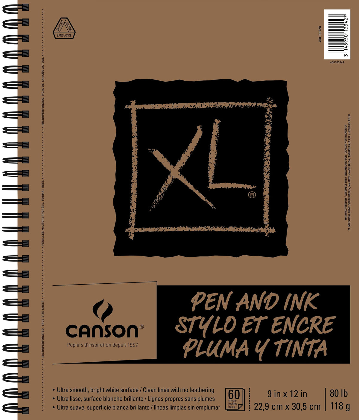 PAD PEN INK CANSON XL 9X12 IN 80 LB 60 SHTS