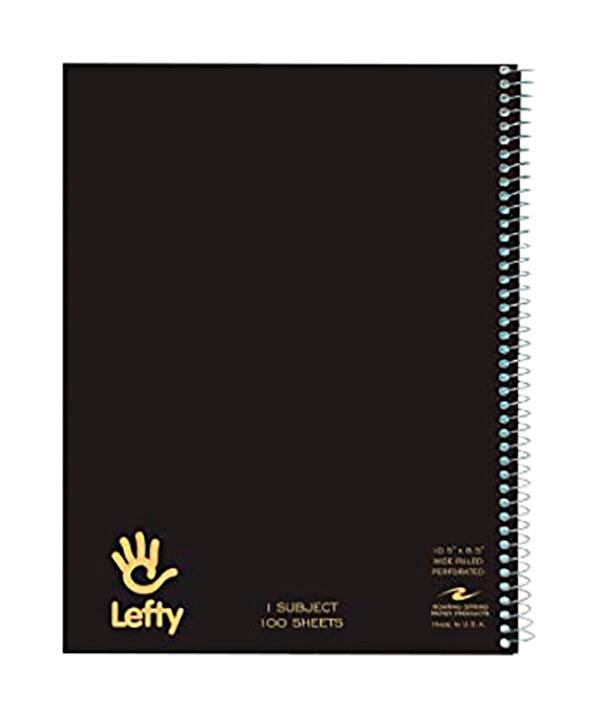 PAPER NOTEBOOK FOR LEFTIES 10.5X8.5 WIDE RULED 100 SHTS