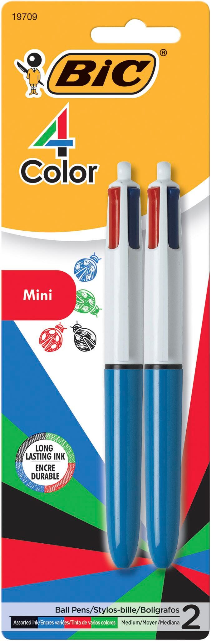 PEN BIC MINI 4-COLOR ASST PACK OF 2