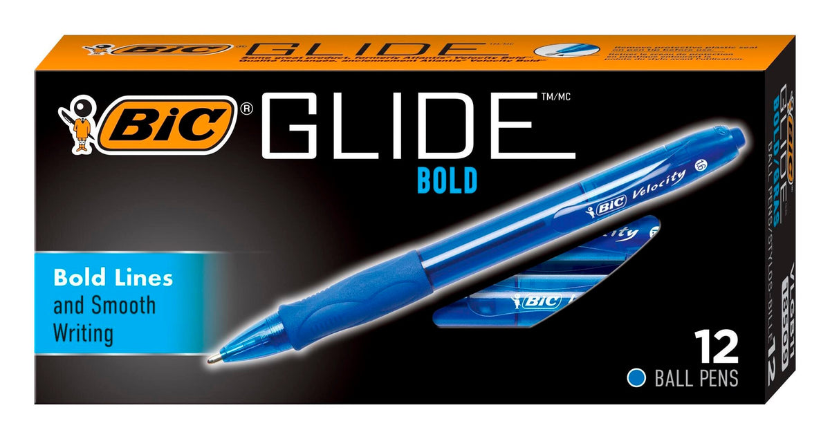 PEN BALLPOINT GLIDE BOLD 1.6MM BLUE PACK OF 12