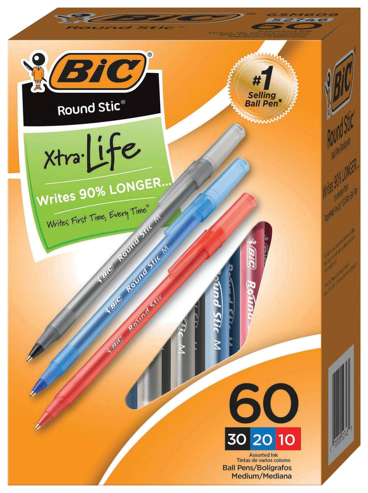 PEN BALLPOINT ROUND STIC MEDIUM 1.0MM ASST SET OF 60