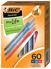 PEN BALLPOINT ROUND STIC MEDIUM 1.0MM ASST SET OF 60