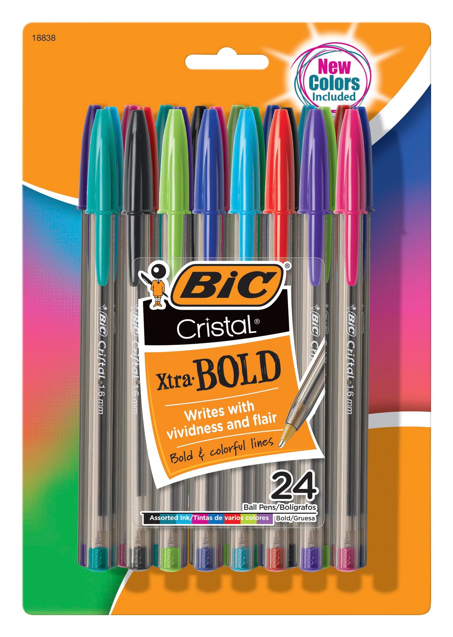 PEN BIC CRISTAL XTRA BOLD STICK 1.6 MM ASST SET OF 24