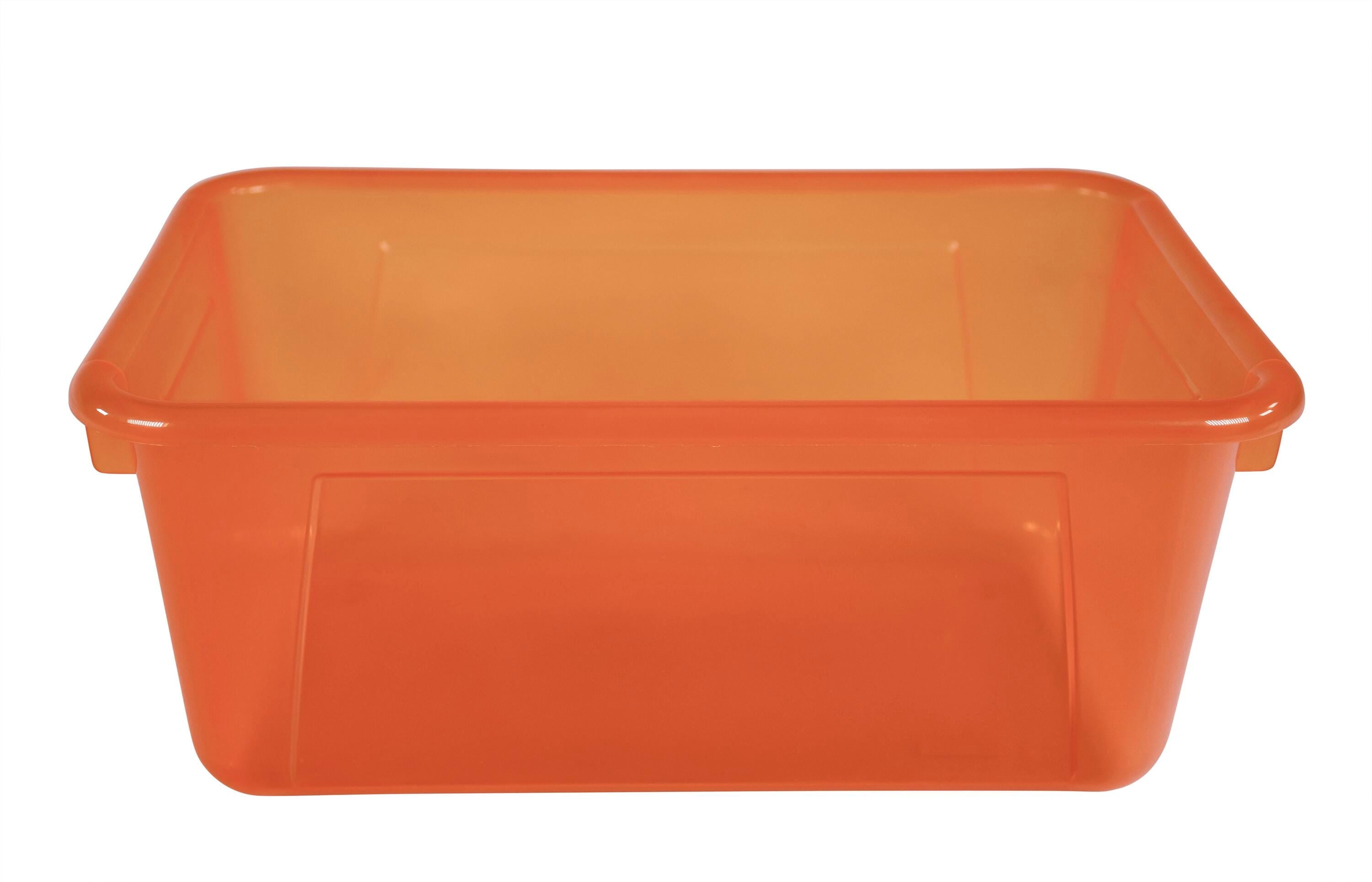 SCHOOL SMART TRANSLUCENT STORAGE BIN - 7-7/8 X 12-1/4 X 5-3/8  - ORANGE - EACH