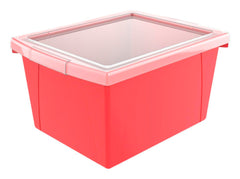 STORAGE BIN 4 GAL WITH COVER RED/TRANSLUCENT EACH