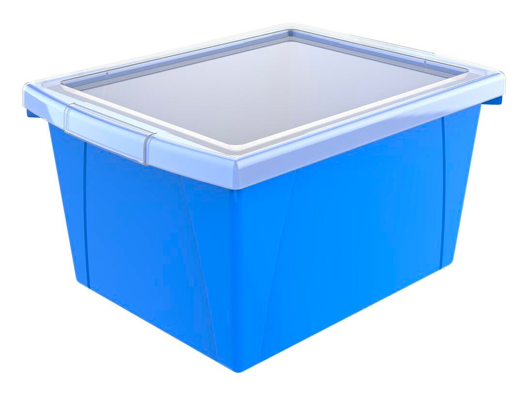STORAGE BIN 4 GAL WITH COVER BLUE/TRANSLUCENT EACH