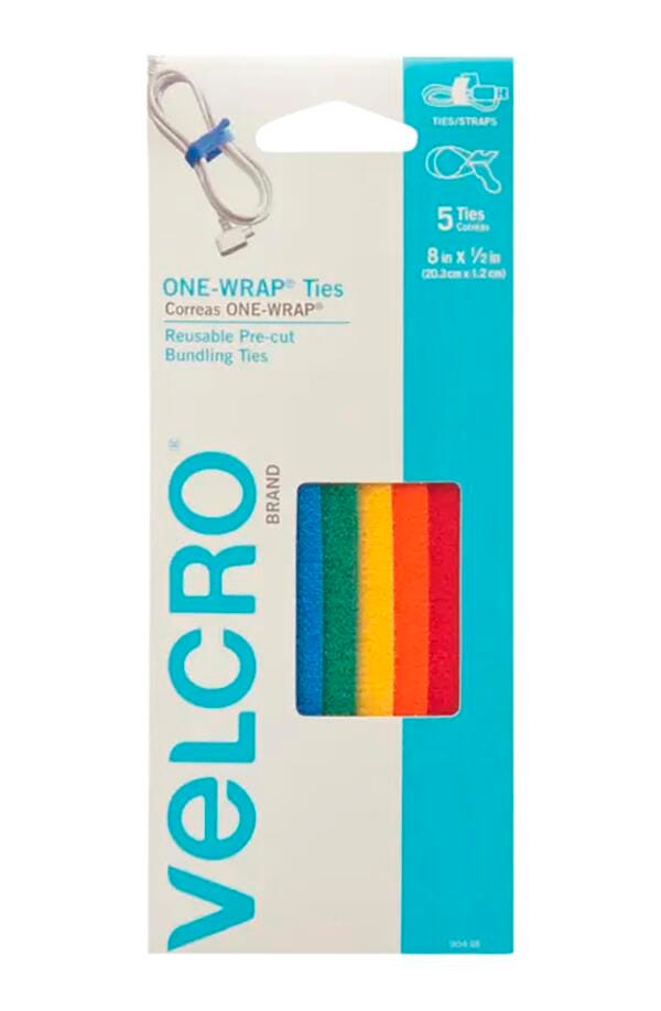 TIES VELCRO ONE-WRAP 1/2IN X 8IN MULTI PACK OF 5