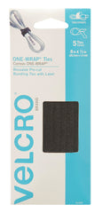 TIES VELCRO ONE-WRAP 1/2IN X 8IN BLACK PACK OF 5