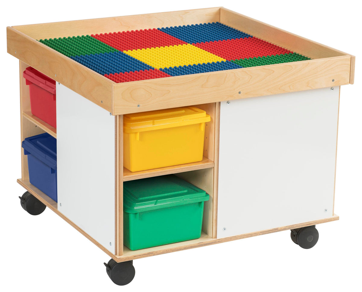 KIT COLLABORATION TABLE WITH PRESCHOOL GRIDS AND COLORED TRAYS