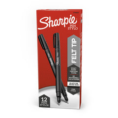 PEN SHARPIE FINE .4 MM - BLACK - PACK OF 12