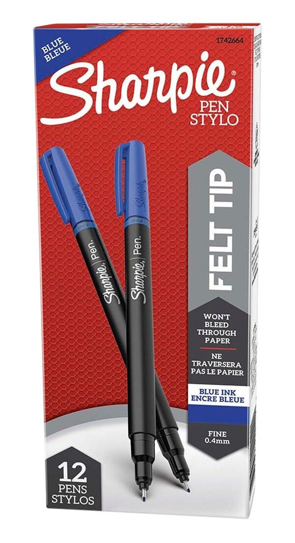 PEN SHARPIE FINE BLUE PACK OF 12