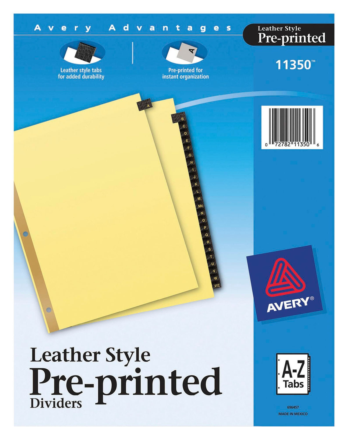 DIVIDER TAB 25 TAB A-Z BLK LEATHER AVE11350